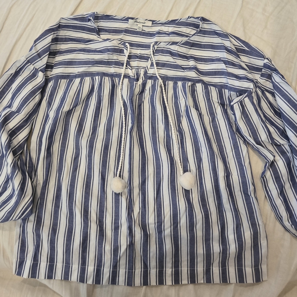 Madewell Navy and White Striped Top XXS
